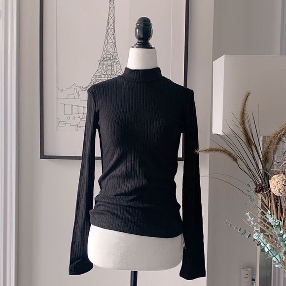 👍🏻Cashmere-Like Thermal Mock Neck Top Black - Picture 2 of 6